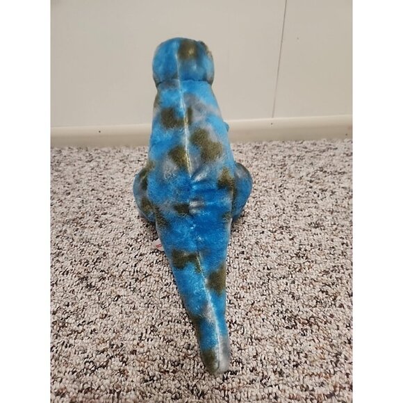 14" Blue T REX Dinosaur Plush Stuffed Animal Blue Green Aurora Tyrannosaurus Toy - Picture 5 of 12